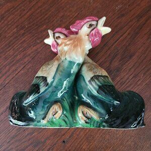 Rooster Majolica All In 1 Oil Vinegar Cruets Bottle Chicken Vintage Japan Unsign
